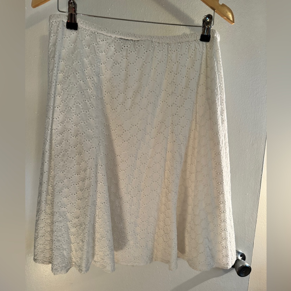 Orvis White Cotton A-Line Knee-Length Skirt size 12